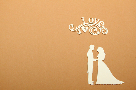 Greeting card for the bride and groom silhouettesの写真素材