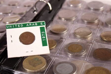 Many coins of different countries and the times of their use. Numismatics. Hobby