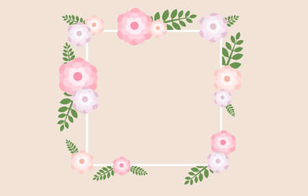 Greeting card background illustration with flower frameのイラスト素材