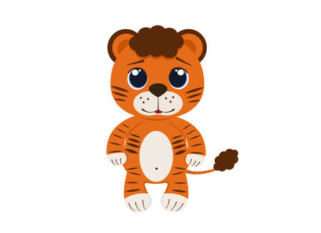 Vector illustration of a cute ginger tiger cub. Symbol of 2022のイラスト素材