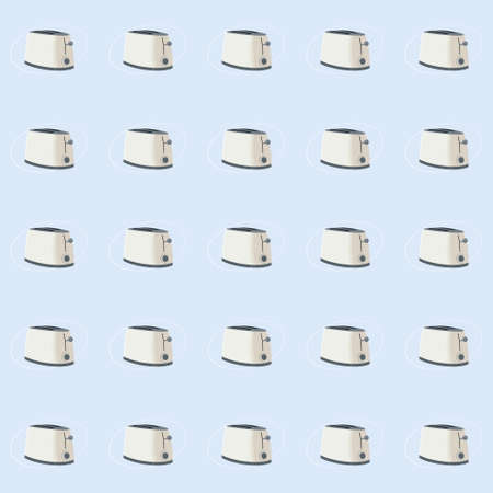 Pattern from the illustration of beige toasters. Kitchen appliance. Vector illustrationのイラスト素材