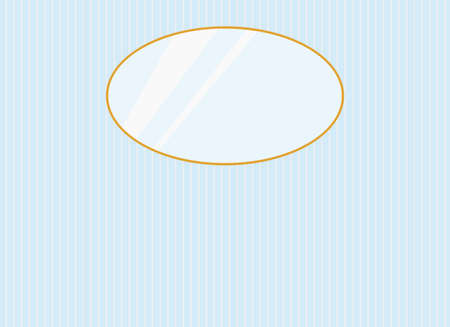 Illustration of an oval mirror on a wall with blue wallpaperのイラスト素材