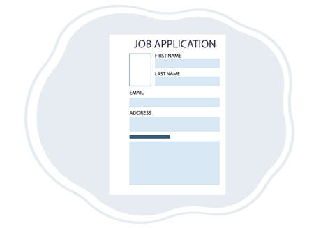 Job application concept. Vector illustration of a sheet of paper with a resume form