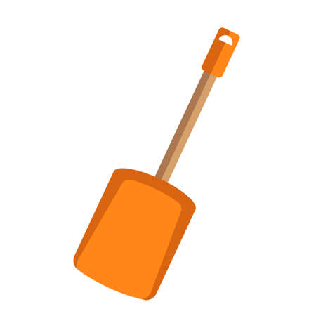 Vector illustration of an orange shovel with a short wooden handle. Gardening Toolsのイラスト素材