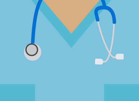Medical center poster illustration featuring stethoscope and medical clothing