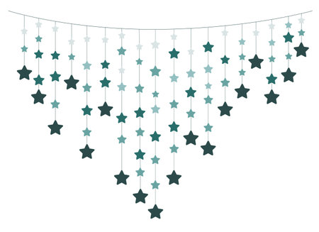 Vector illustration of a garland of different sized stars. Isolatedのイラスト素材