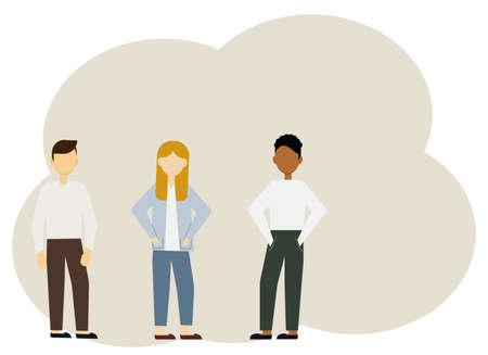 Vector illustration of multiethnic stylish men and women. Communicationのイラスト素材