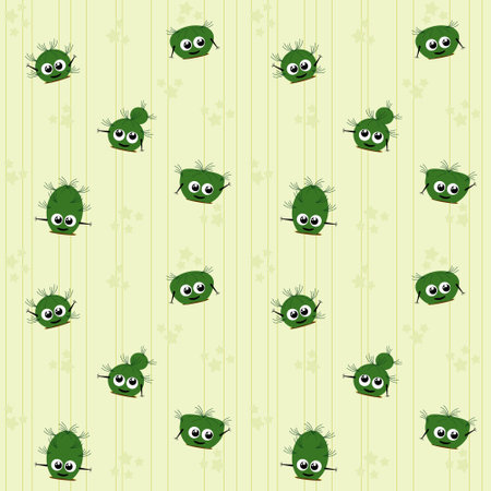 Pattern with the image of different cacti with cute facesのイラスト素材