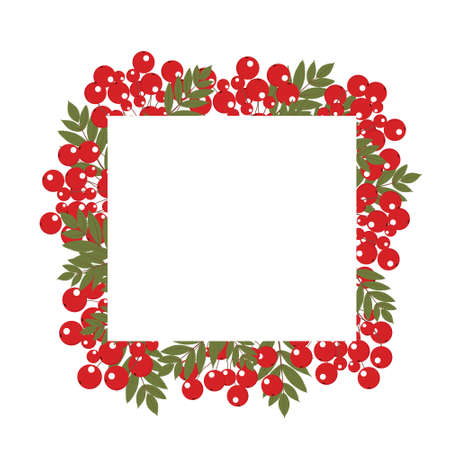 Illustration of a frame made of branches of rowan and leavesのイラスト素材