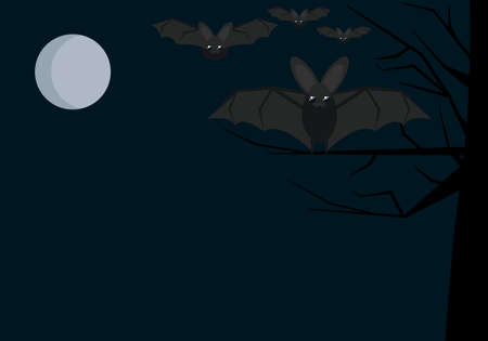 Flyer background illustration for holiday Halloween with bats and moonのイラスト素材