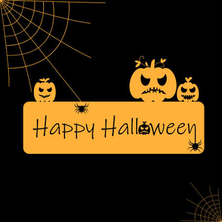 Vector illustration about Halloween sale. Pumpkins and text Happy Halloweenのイラスト素材