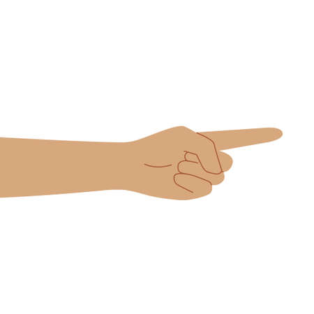 Shows his index finger. Flat illustration of white human hands. Isolated over white background. Vector icons.のイラスト素材