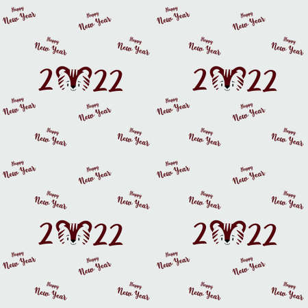 Festive pattern for New Years holidays. With a tiger face and the year 2022 text. Vector illustrationのイラスト素材