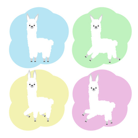 Illustration of a cute llama. Holiday postcardのイラスト素材