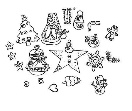 Holiday drawings simple vector for Christmas days Happy favorite New Year moodのイラスト素材