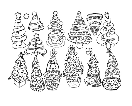 Stylized hand-drawn Christmas tree for Christmas and New Year holidaysのイラスト素材
