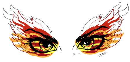 Burning eyes in tongues of flame predatory gazeのイラスト素材