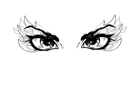 Women burn eyes looking on the fireのイラスト素材