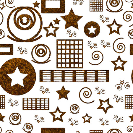 Seamless pattern with geometric shapes in brown colorsのイラスト素材