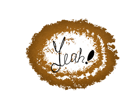 Label with a positive inscription Yes, against the background of the traced image.のイラスト素材