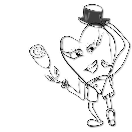 Figure linear black and white toy heart Macho adult handsome man.のイラスト素材