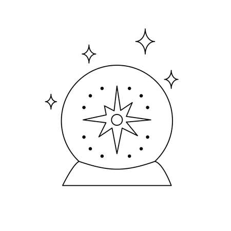 Magic Crystal Ball for Predicting the Future. Vector illustration for Icon or logo. Black thin line on white isolated backgroundのイラスト素材