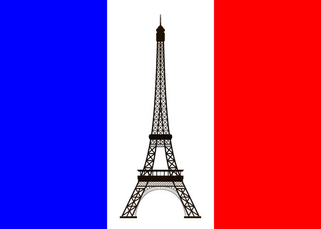 Eiffel tower on background of France flag. Vector illustration.のイラスト素材