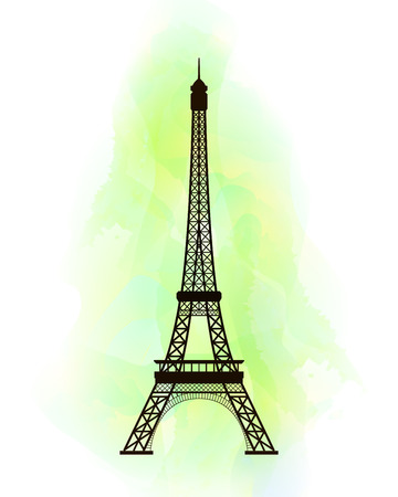 Eiffel tower on colorful background. Symbol of love and romance. Paris sight. Vector illustration.のイラスト素材