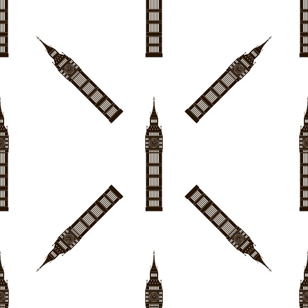 Big ben London, England, United Kingdom. Seamless background. Big ben icon repeating. Seamless pattern.のイラスト素材