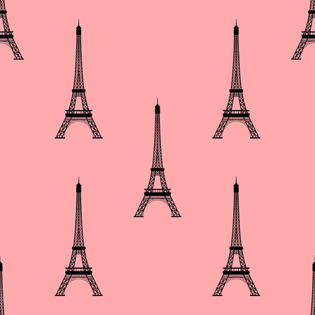 Eiffel tower, Paris, France. Seamless background. Eiffel tower monument icon repeating. Seamless pattern.のイラスト素材