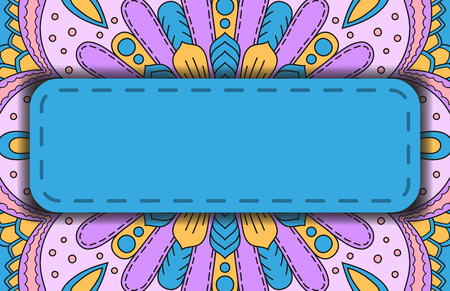 Banner with round ornament. Circle elements card. Vintage decorative pattern. Hand drawn. Vector illustration.のイラスト素材