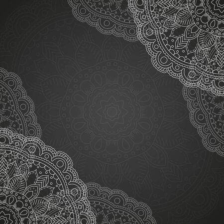 Banner with round ornament. Circle elements card. Vintage decorative pattern. Hand drawn. Vector illustration.のイラスト素材