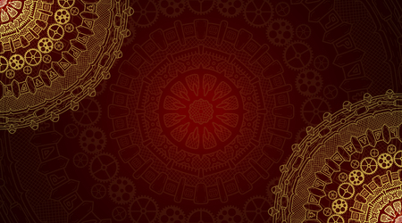 Banner with steampunk design elements. Steam mechanic elements. Steampunk ornament background. Vector illustration.のイラスト素材