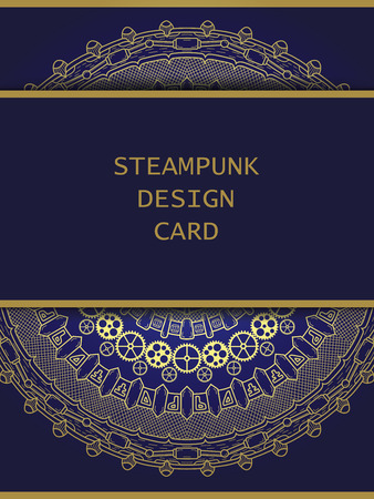 Banner with steampunk design elements. Steam mechanic elements. Steampunk ornament background. Vector illustration.のイラスト素材
