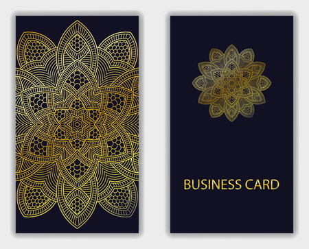 Banner with round abstract ornament. Circle elements card. Vintage decorative pattern. Hand drawn. East motif. Vector illustration.のイラスト素材