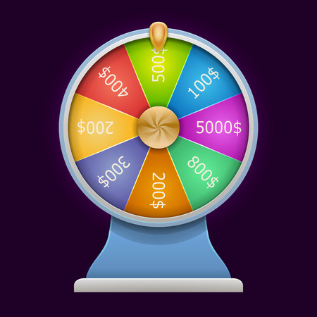 Spinning wheel of fortune. Money win casino game. 3D realistic style. Vector illustrationのイラスト素材