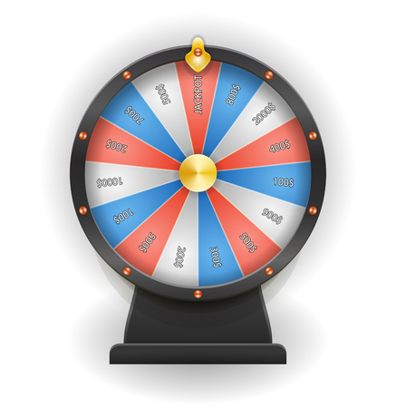 Spinning wheel of fortune. Money win casino game. 3D realistic style. Vector illustrationのイラスト素材