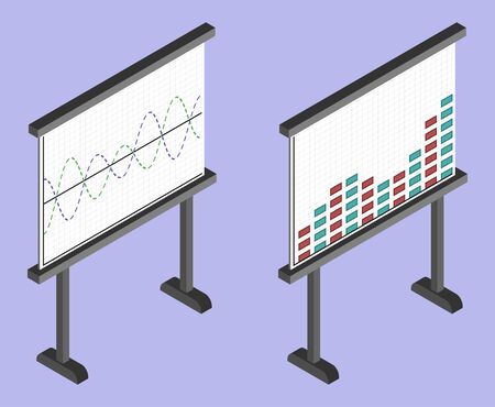 Business chart board. Set of graphs. Analysis statistic data visualization. Vector illustrationのイラスト素材