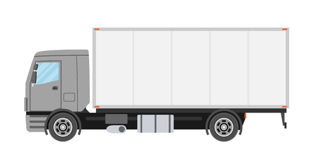 Commercial truck in flat style isolated. Delivery and shipping business cargo truck. Vecror illustration.のイラスト素材