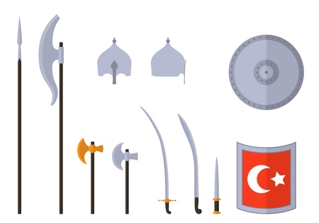 Ancient weapons and armors set illustrationのイラスト素材