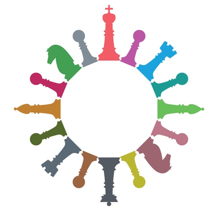 Set of chess figures. Chess elements collection. Flat style chess figures isolated. Vector illustration.のイラスト素材