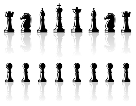 Set of chess figures. Chess elements collection. Flat style chess figures isolated. Vector illustration.のイラスト素材