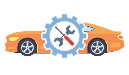 Car service concept. Automobile maintenance repair. Car diagnostics. Vector illustration.のイラスト素材
