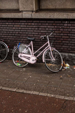 single pink bikeの写真素材