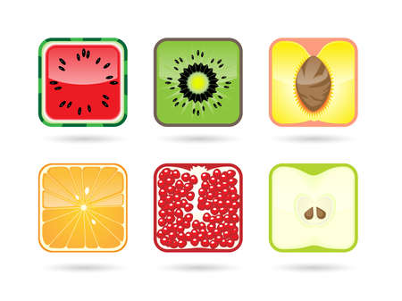 Fruits in the shape of a cubeのイラスト素材