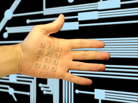 Palm with phone built in itの写真素材