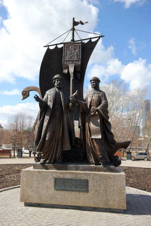 Monument to saints Peter and Fevronia in Yekaterinburgの写真素材