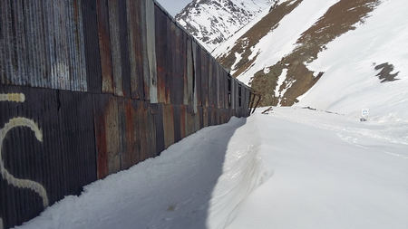 MENDOZA, ARGENTINE, June 19, 2016. Snow in the Andes, route 7 from Argentina to Chile, Las Cuevas of Las Heras, MENDOZA.のeditorial素材