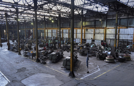 MENDOZA, ARGENTINE, June 11, 2013. Train maintenance, locomotive repair shop, Central Park of Mendoza City, MENDOZA. Foto: Axel Lloret /のeditorial素材