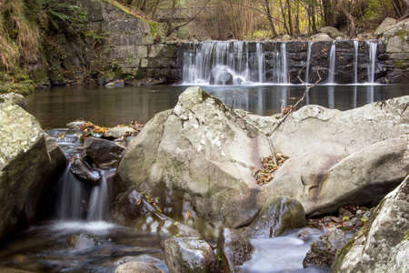 waterfall in a lakeの写真素材